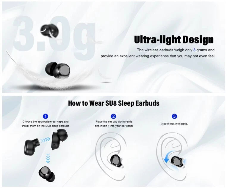 Wireless Earbuds Bluetooth 5.4 Sleep 47H In Ear Noise Cancelling Earphones IP7