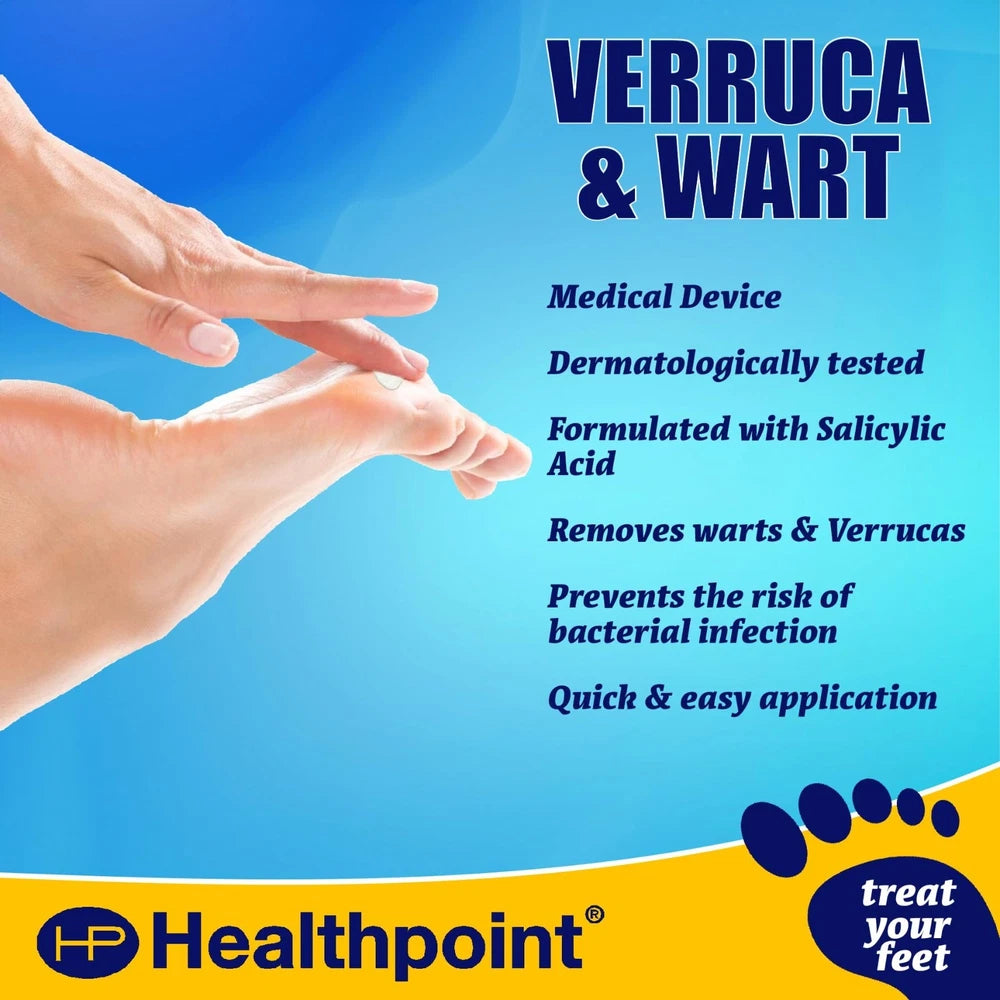 Healthpoint Verruca Wart Removal Patches System Salicylic Acid 10 Plasters 2size