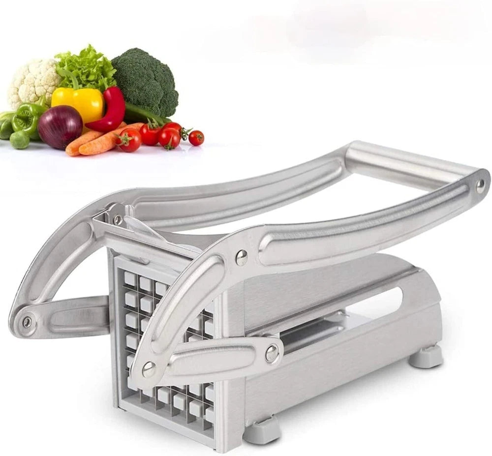 Potato Chipper Chip Chopper Cutter Slicer Maker & 2 Steel Edges French Fries UK