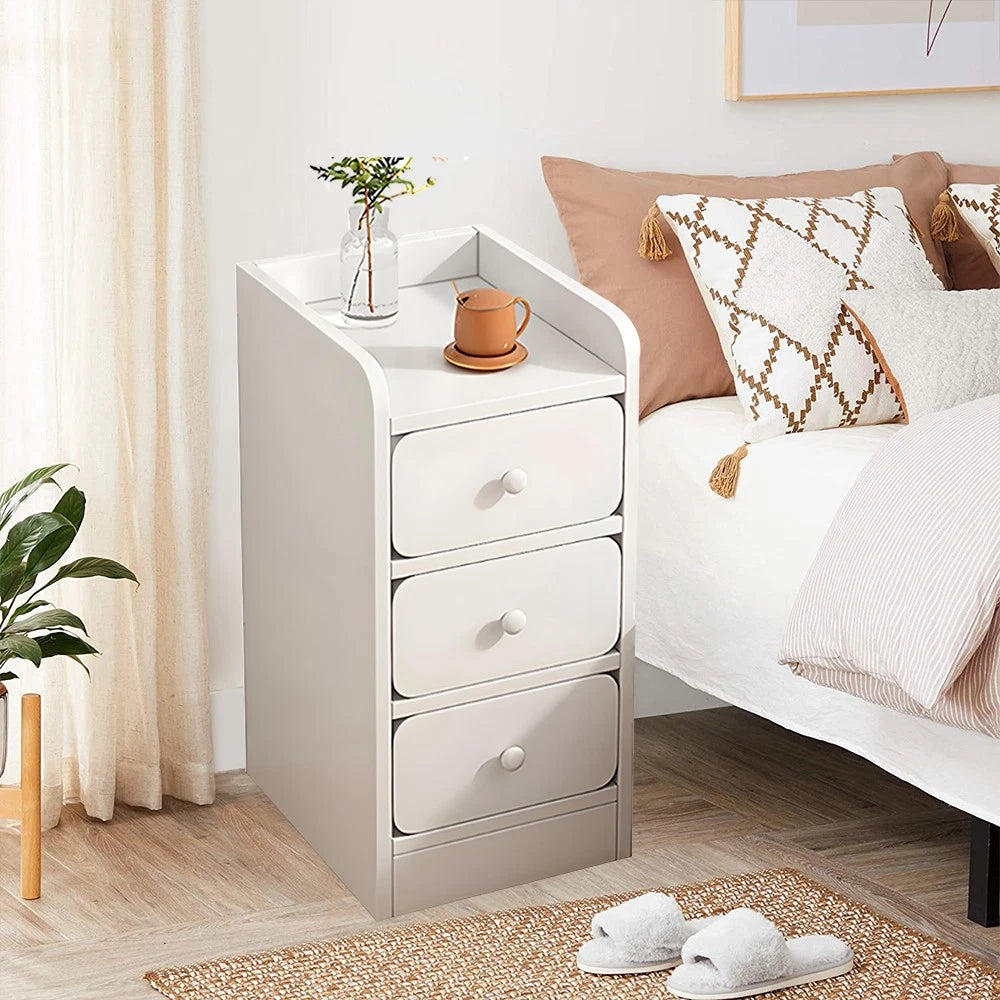 Small Slim Bedside Table Sofa End Side Table Nightstand Bedroom Drawer Cabinet