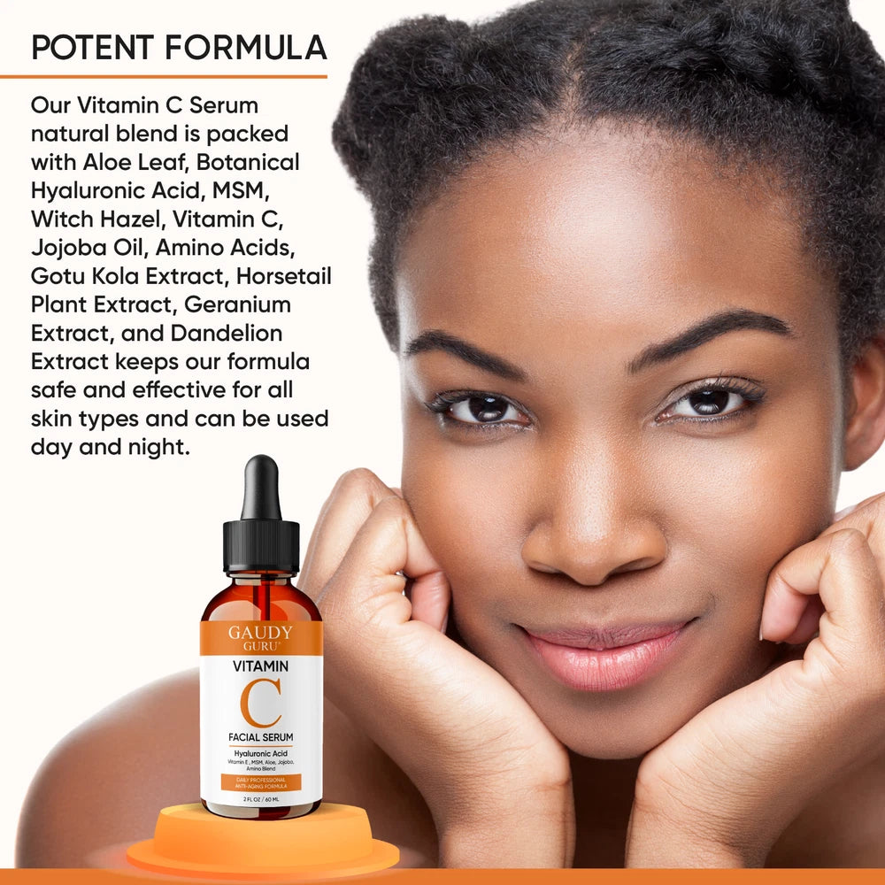 100% PURE VITAMIN C SERUM FOR FACE, Anti Aging Serum with Hyaluronic Acid (2 OZ)