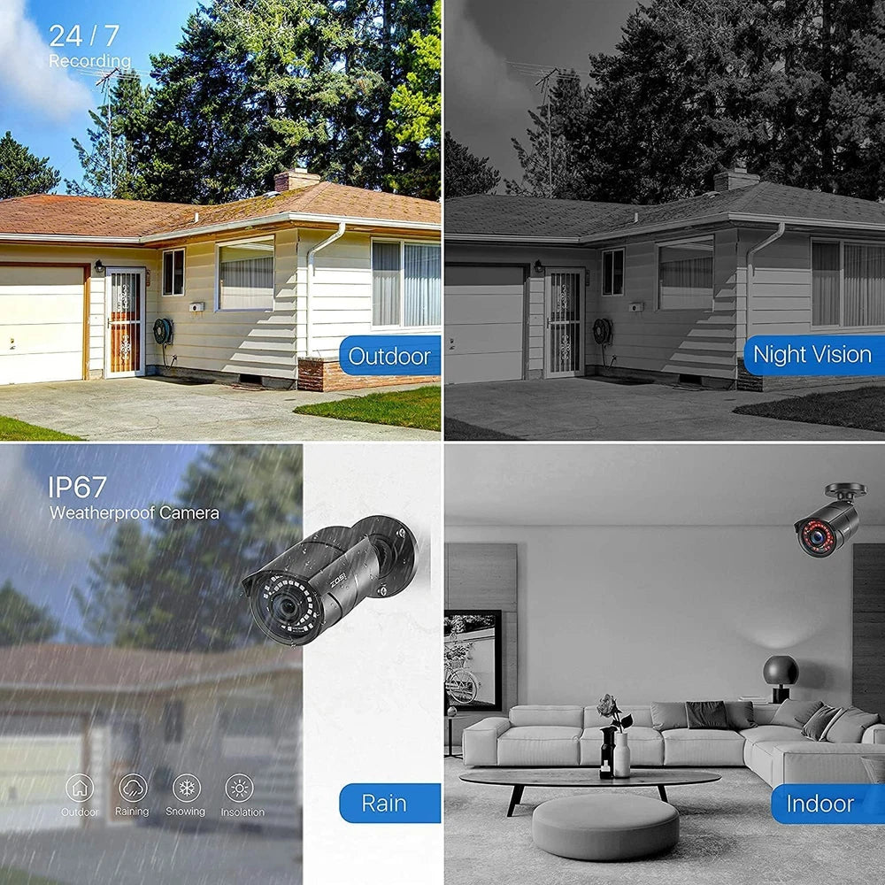 CAMERA 1080P 4-in-1 CCTV Camera Bullet 3000TVL Home Security Night Vision Outdoor