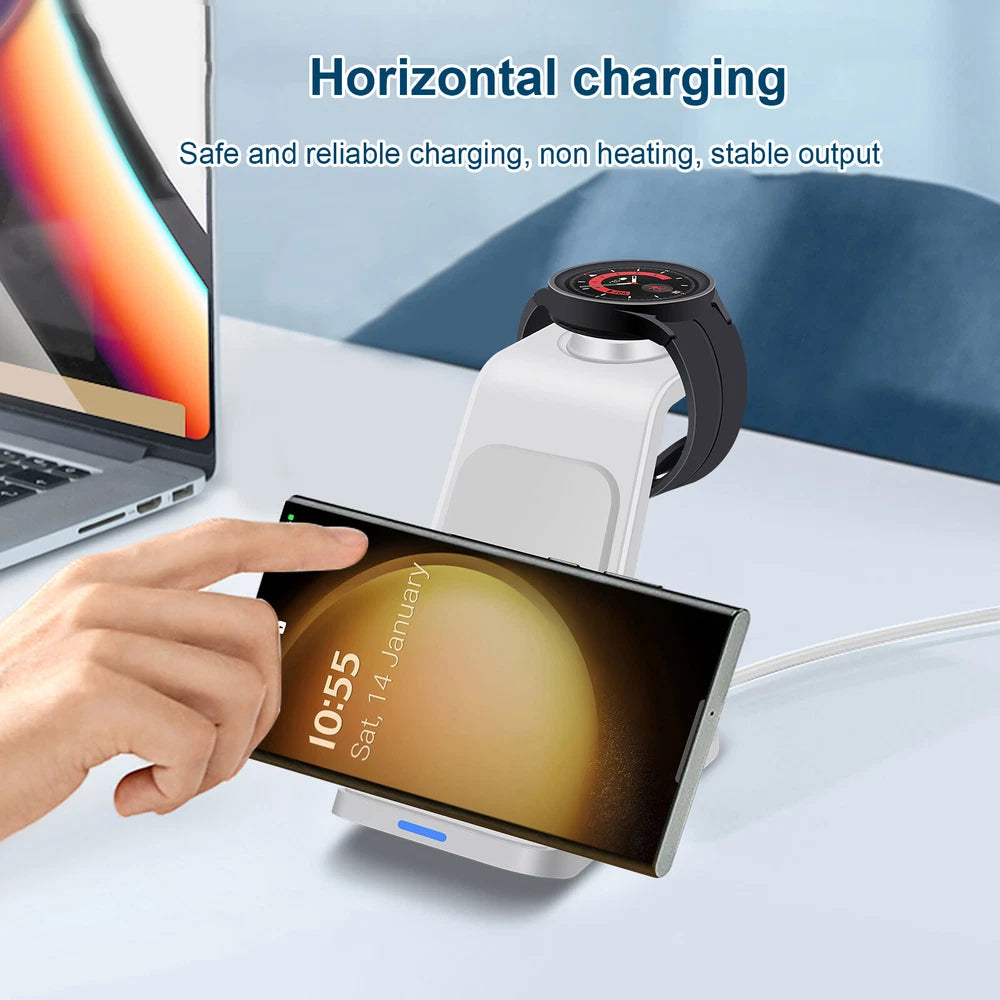 Wireless Charger Dock 3in1 Charging Station For Samsung Galaxy Watch 6/5 S24 S23