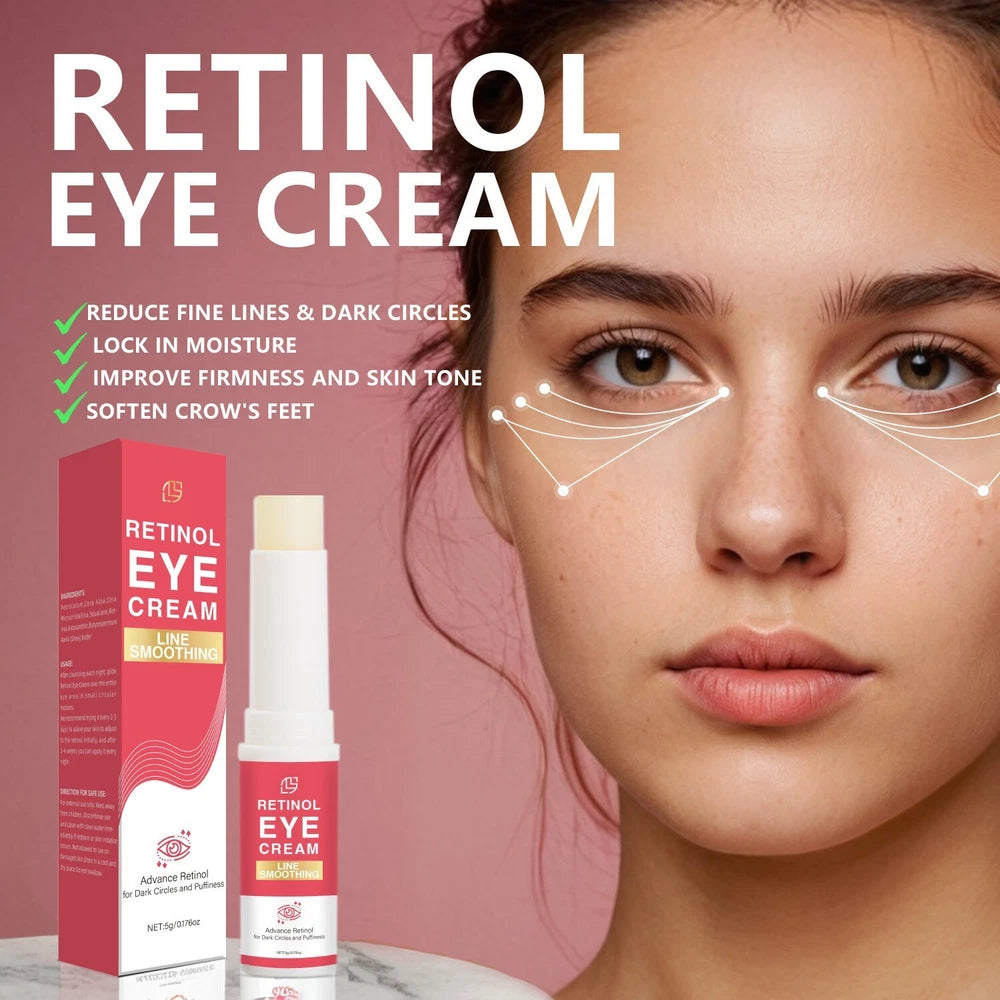 Retinol Eye Cream Stick Remove Wrinkle Eye Bags Dark Circles Anti Puffiness Firm