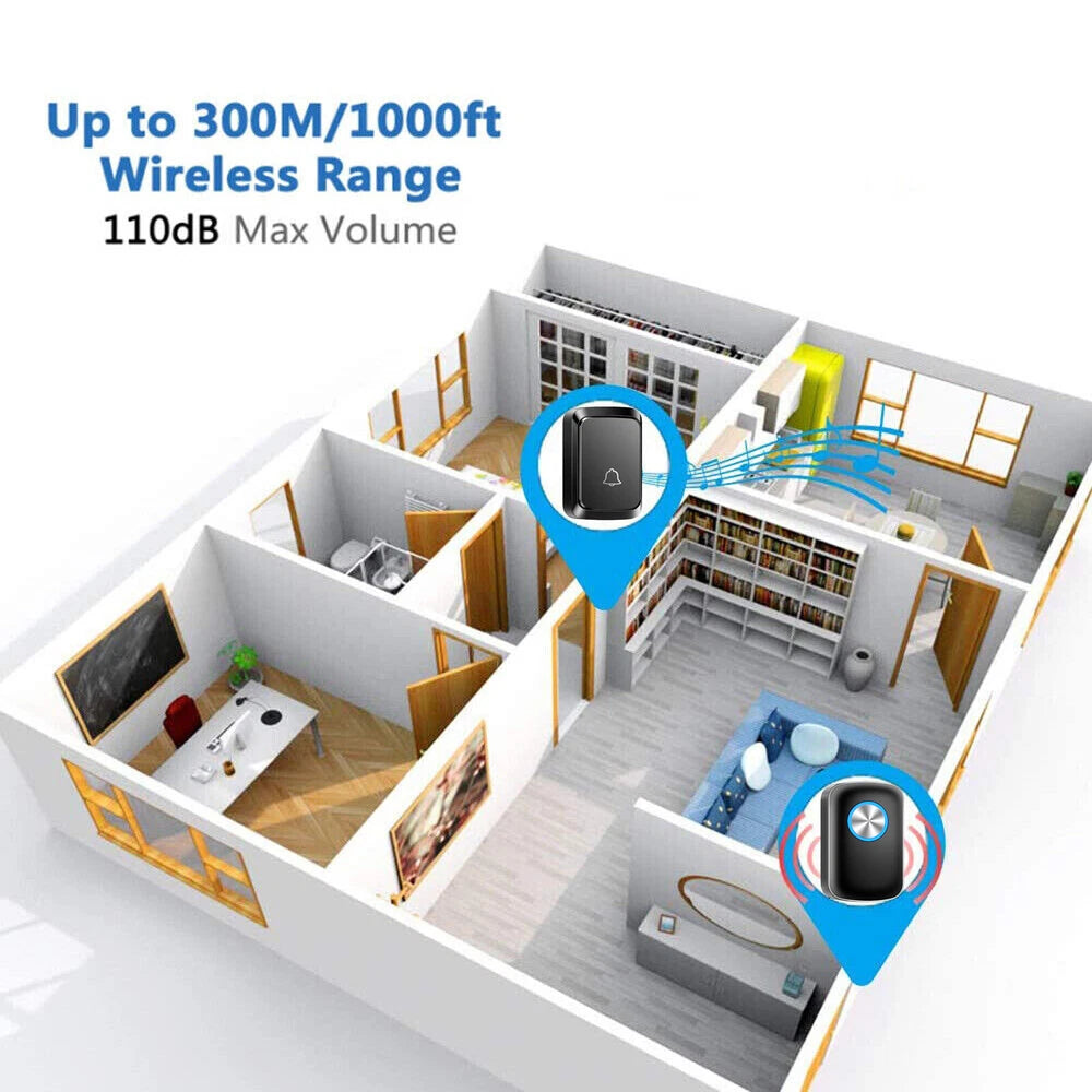 Loud Wireless Doorbell Plug in Cordless Doorbells Waterproof Door Bell Chime Kit