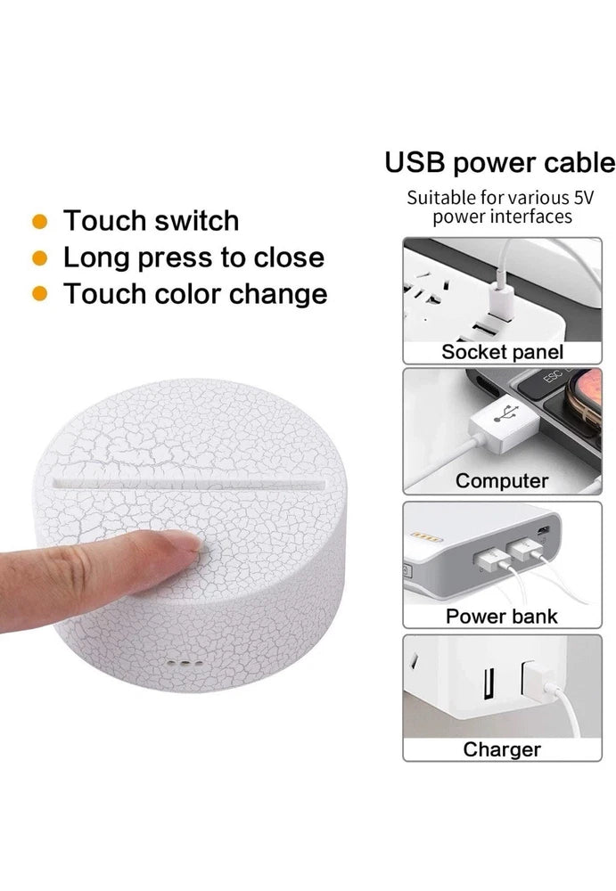 3D Illusion LED Night Light,7 Colors Gradual Changing Touch Switc ONAF