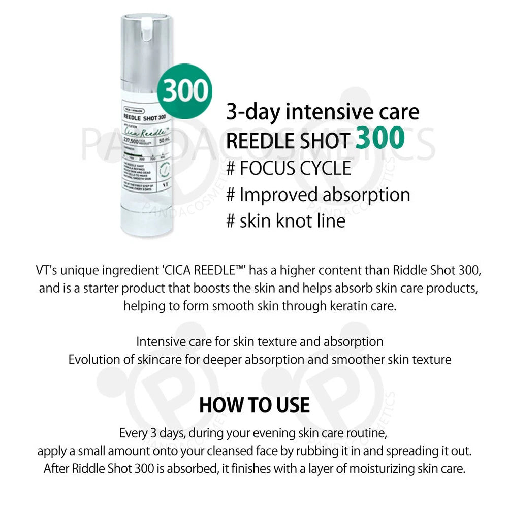 VT COSMETICS CICA Reedle Shot 50 / 100 / 300 / 700/1000 Essence 50ML/30ML/15ML
