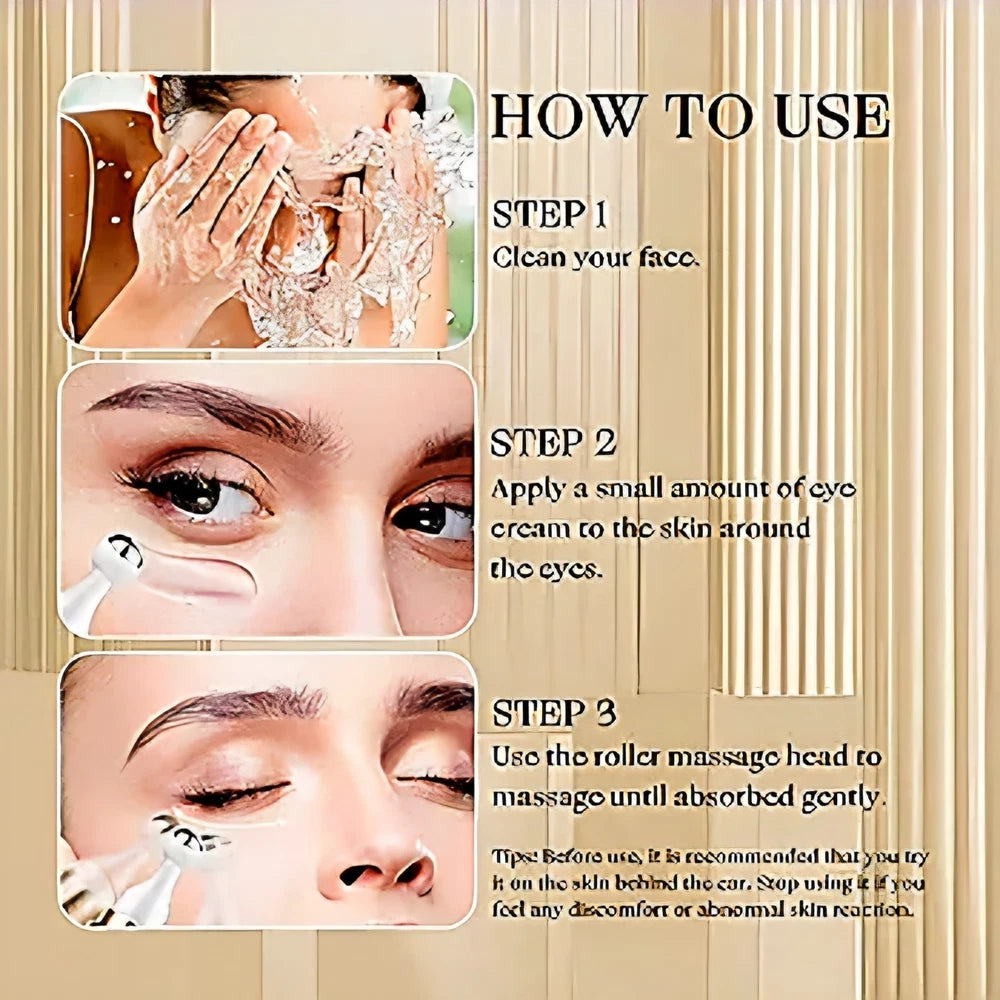 Caffeine Eye Cream, 20ml for Dark Circles and Puffy Eyes 360°Massage Ball Men Wo