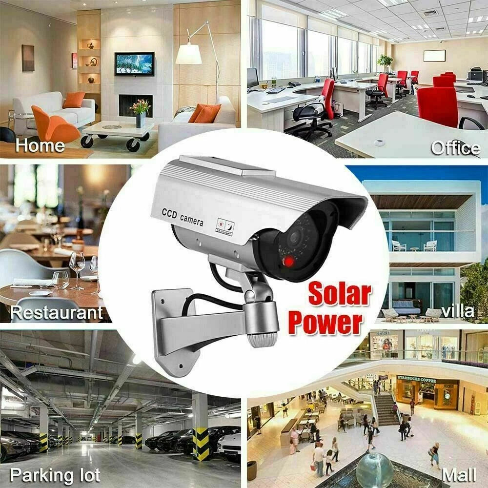 2 Pack Solar Powered Dummy Camera CCTV Security Surveillance Cam Fake IR LED UK