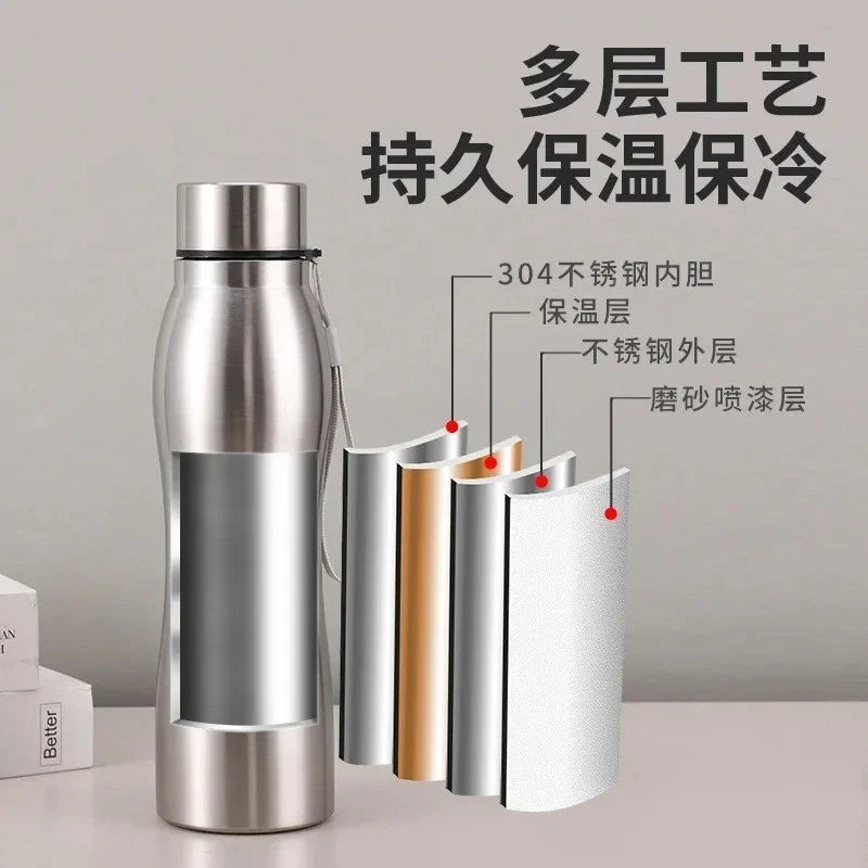 1000ml Stainless Steel Sports Water Bottle Metal Flask Gym Camping Drinkware