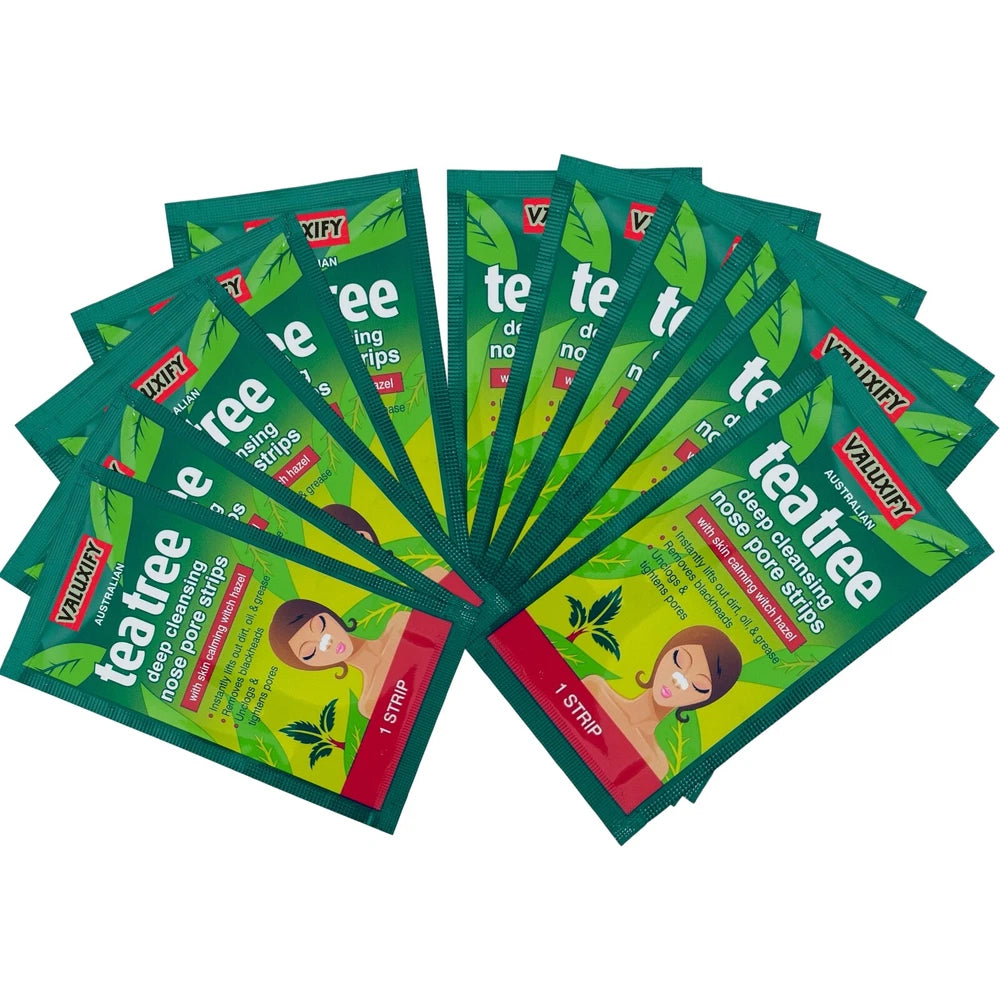 Tea Tree Nose Pore Strips Blackhead Removal Smooth Deep Cleansing Unclog Pores