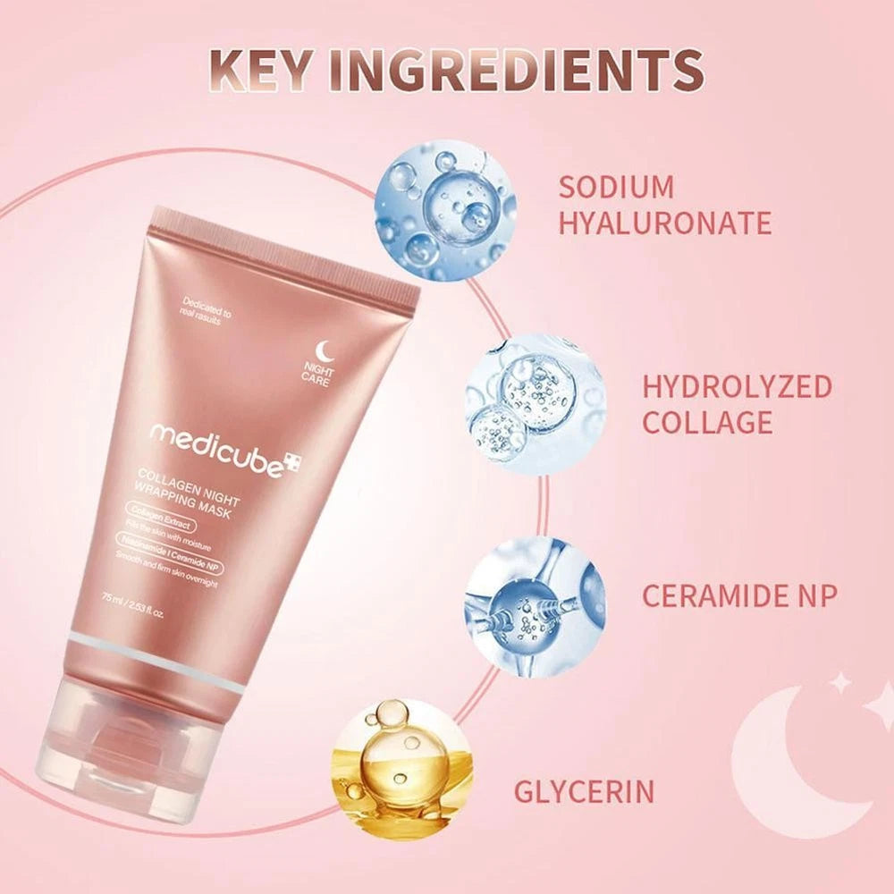 Collagen Night Wrapping Mask Overnight Wrapping Peel Off Natural Facial Mask 75⊙