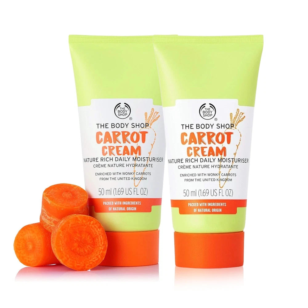 2 x THE BODY SHOP Carrot Cream 50ml Nature Rich Daily Body Moisturizer Skin Care