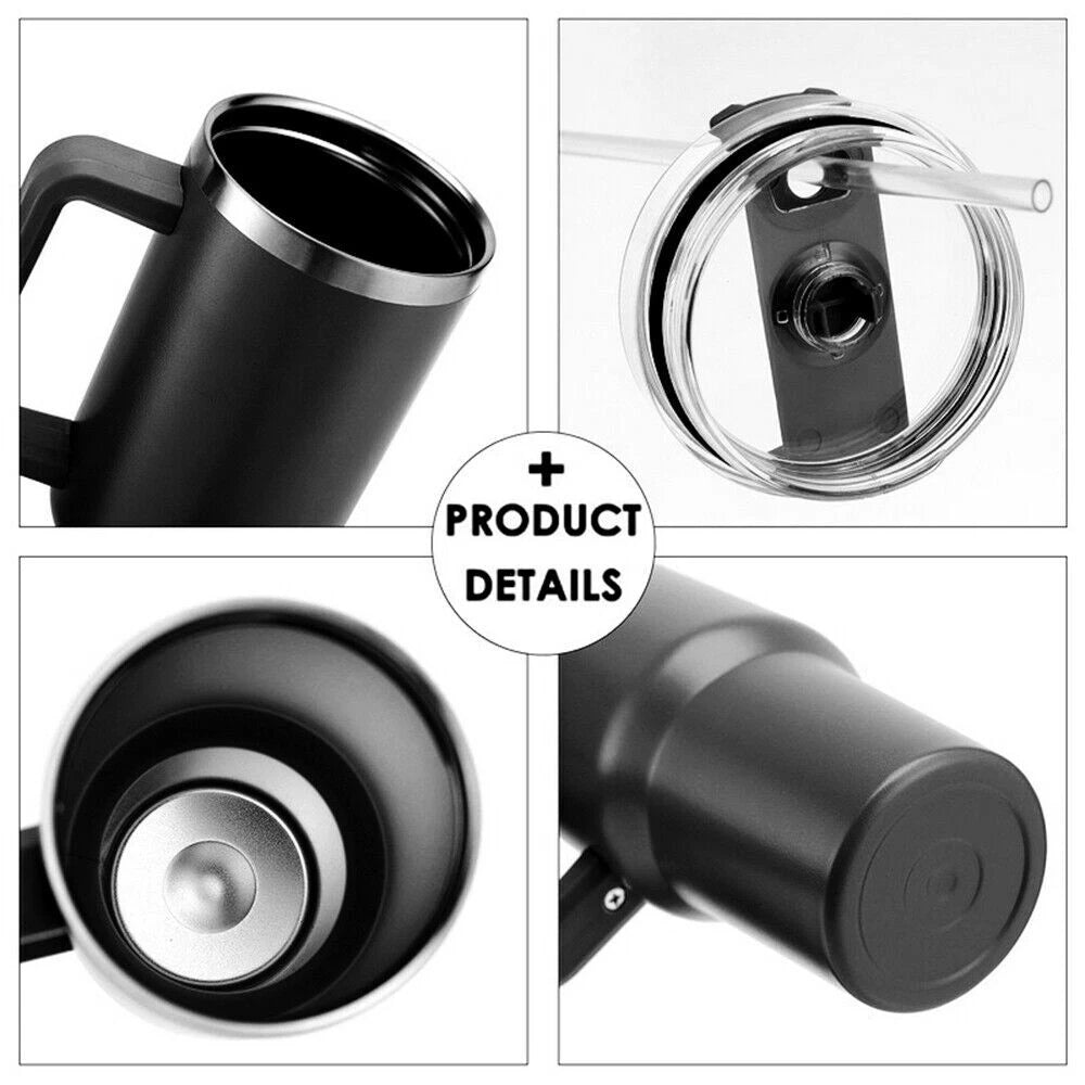 40 Tumbler Straw Lid Insulated Stainless Steel Water Bottle Coffee Mug Travel L