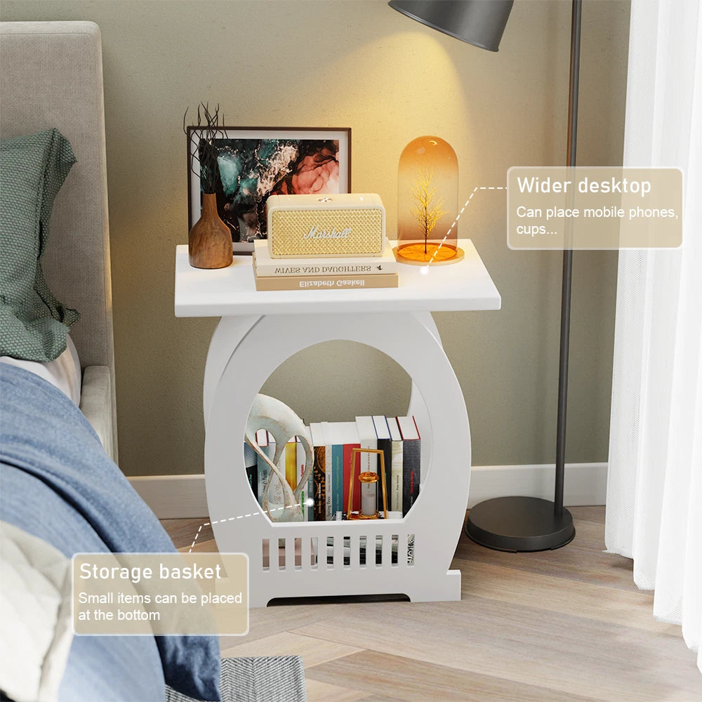 Small Bedside Table Cabinet Side End Coffee Tea Table Nightstand Storage Shelf