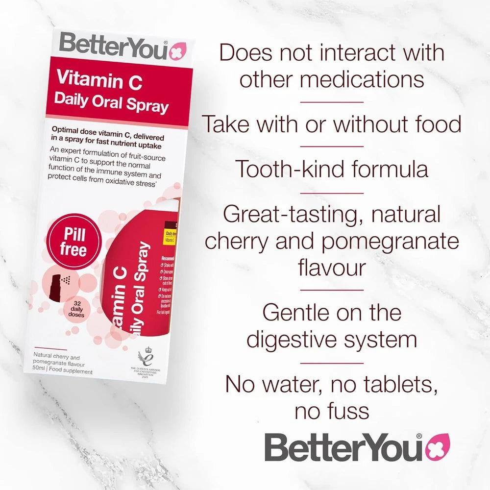 BetterYou Vitamin C Daily Oral Spray Pill-free Vitamin C Supplement 120mg - 50ml