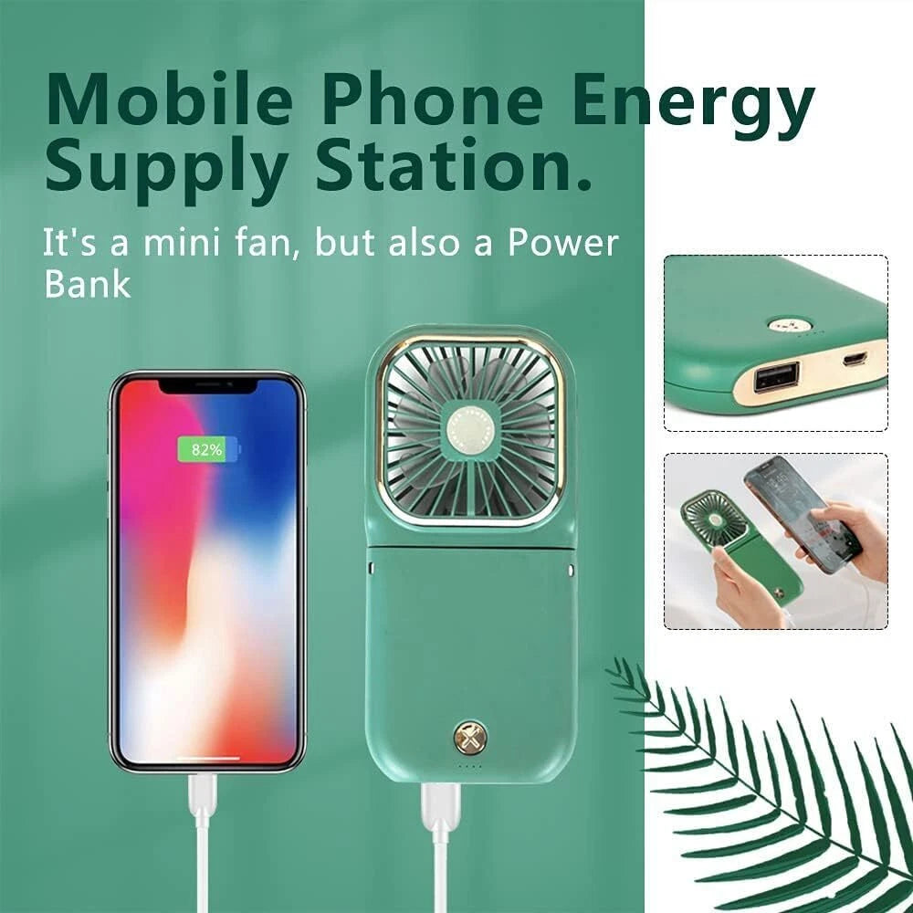 Mini Hand-held Fan， Portable Folding Desk Fan Cooler Cooling USB Rechargeable UK