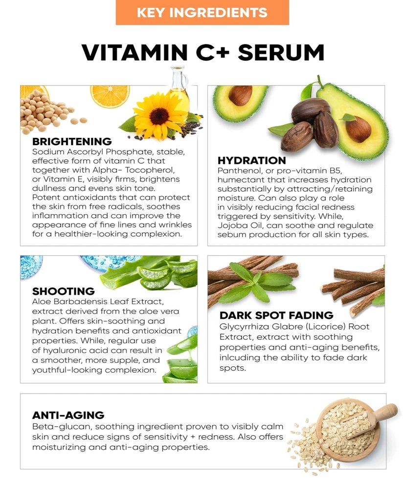 Vitamin C Serum for face 12% with Hyaluronic Acid Vitamin B5 & E Anti-Aging 30ml