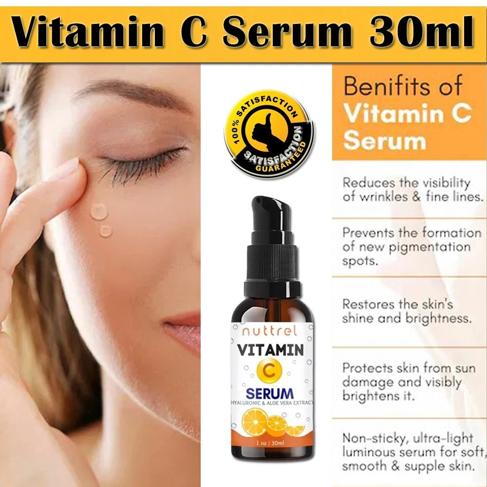 Vitamin C Serum for Face with Hyaluronic Acid Vitamin E Best Skin Anti-Aging 1oz