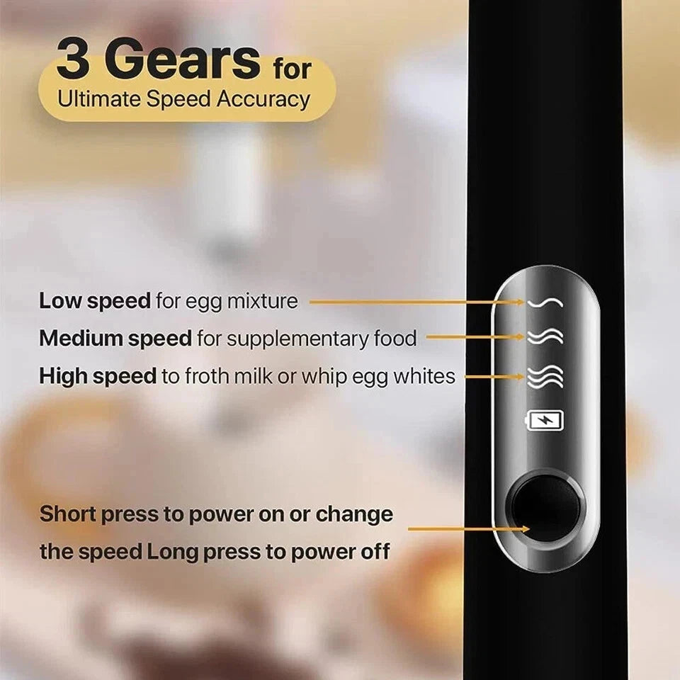 Rechargeable Electric Milk Coffee Frother Whisk Egg Beater Handheld Frappe Mixer