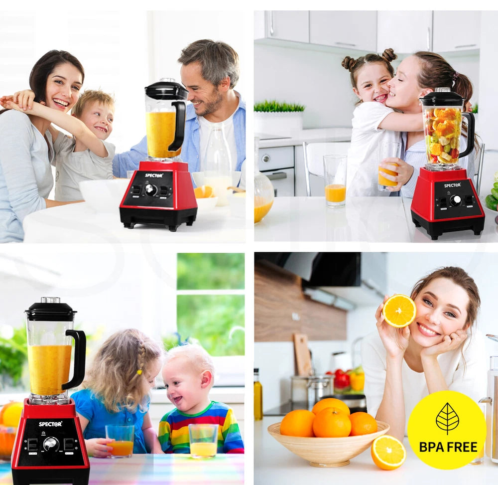 Spector 2L Commercial Blender Mixer Food Processor Juicer Smoothie Ice Crush Red