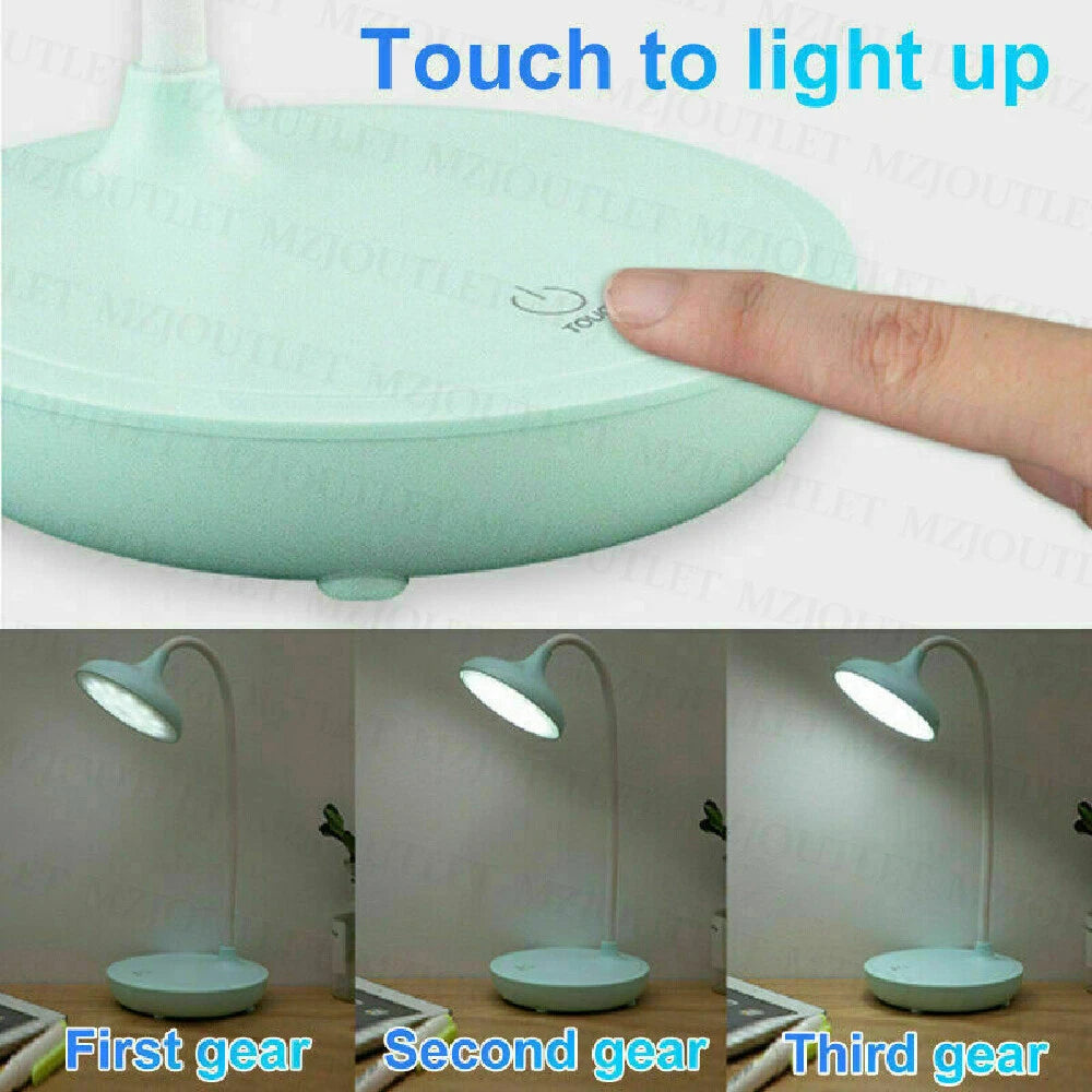 20 LED Flexible Touch Desk Light Bedside Reading Lamp Dimmable USB Rechargeable
