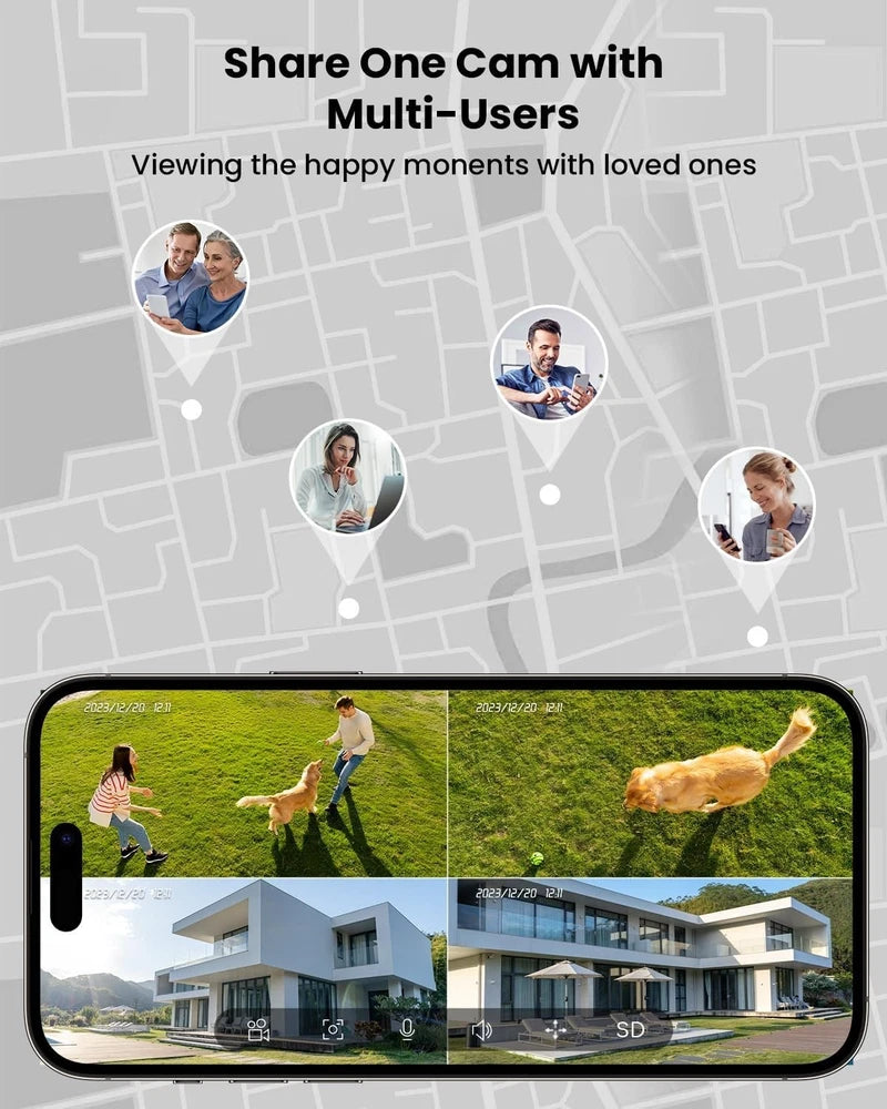 360° Wireless Security Camera PTZ WiFi IP Solar Powered Energy CCTV Outdoor Home