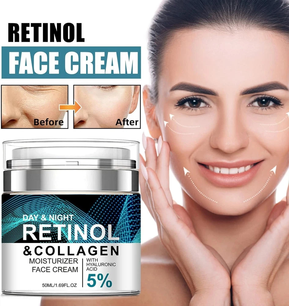 Face Moisturiser Retinol Cream, Anti Aging Face Cream with Collagen Hyalur