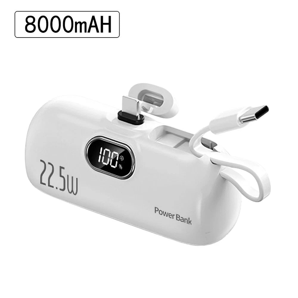 8000mah Mini Power Bank Portable Dual Connector For USB C & iPhone Fast Charger