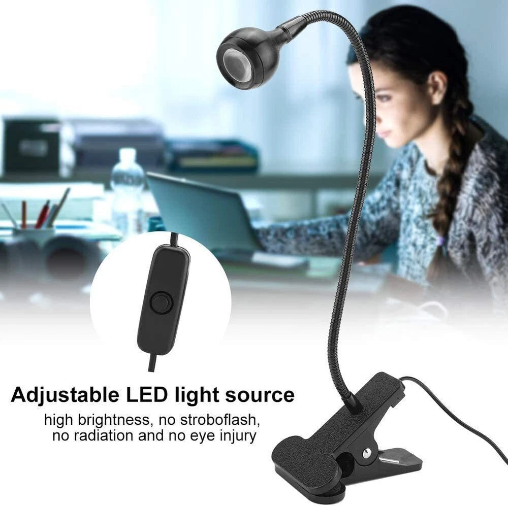 USB Clip On Desk Lamp Flexible Clamp Reading Light LED Bed Table Bedside Night