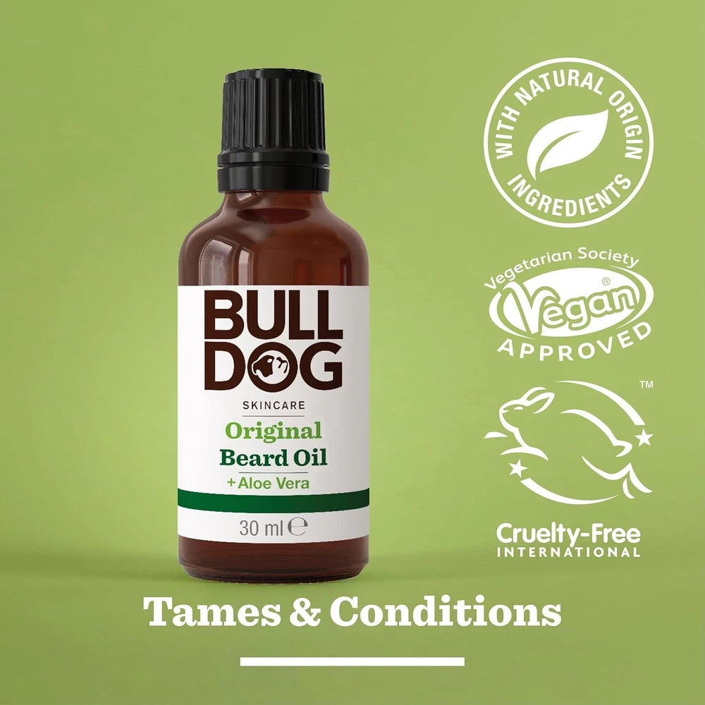 Bulldog Skincare Original Beard Oil, Men's Grooming, Beard Moisturiser for Softe