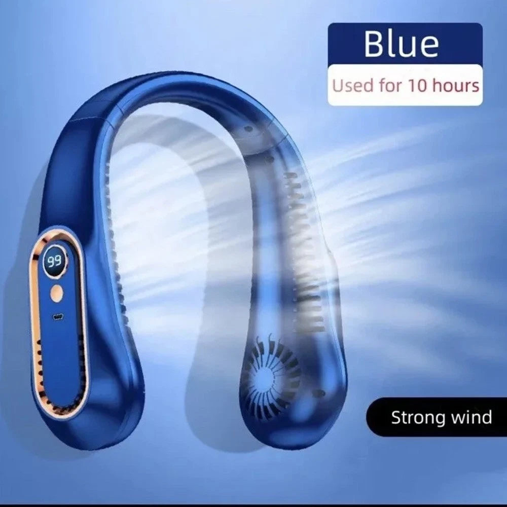 Neck Fan USB Portable Neck Fan Rechargeable Portable Cooler Neckband Bladeless~