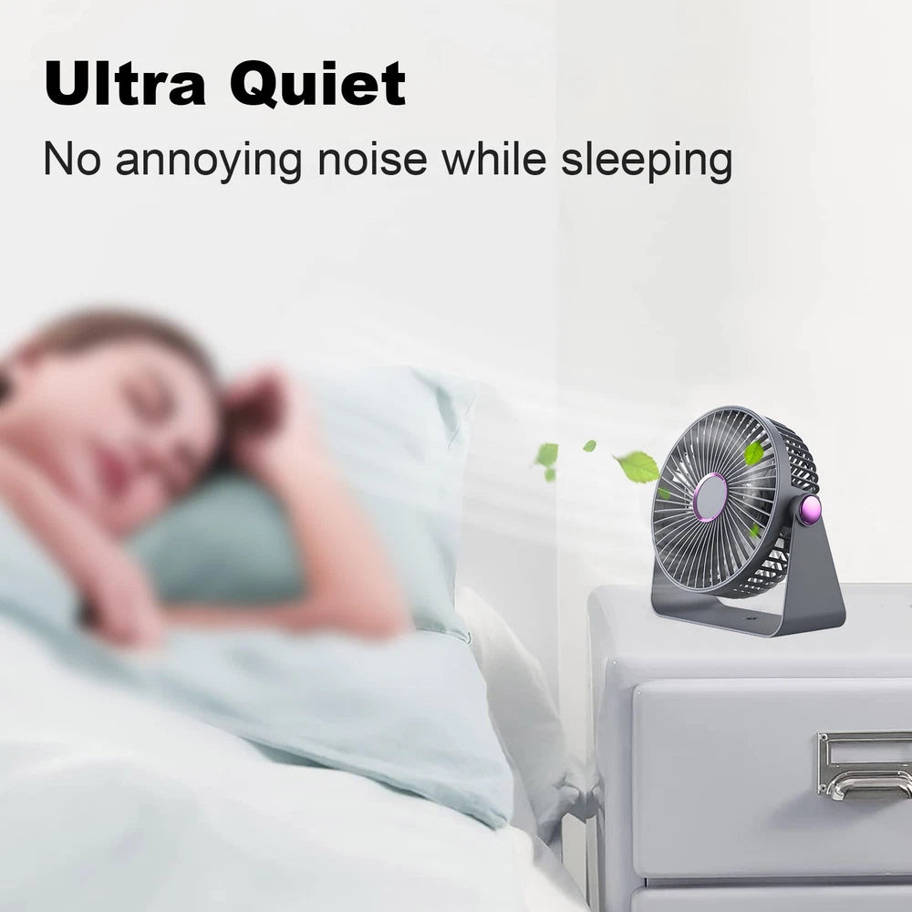 UK 5.9Inch Mini USB Rechargeable Desk Fan Portable Small Quiet Table Cooling Fan