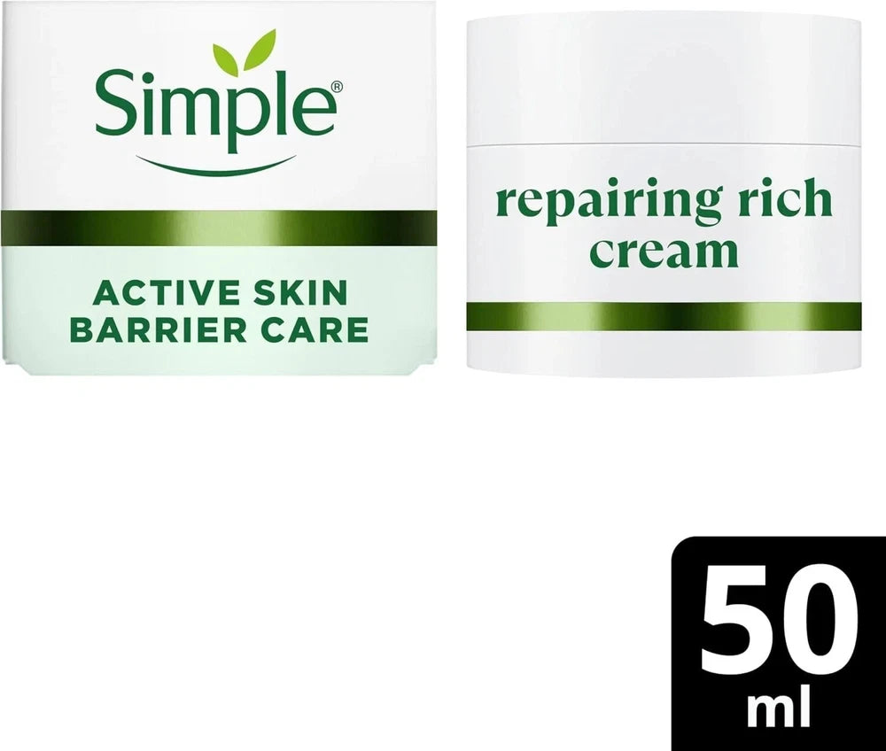 Simple Repairing Rich Face Cream Facial Moisturiser with 22% Ceramide Boosters