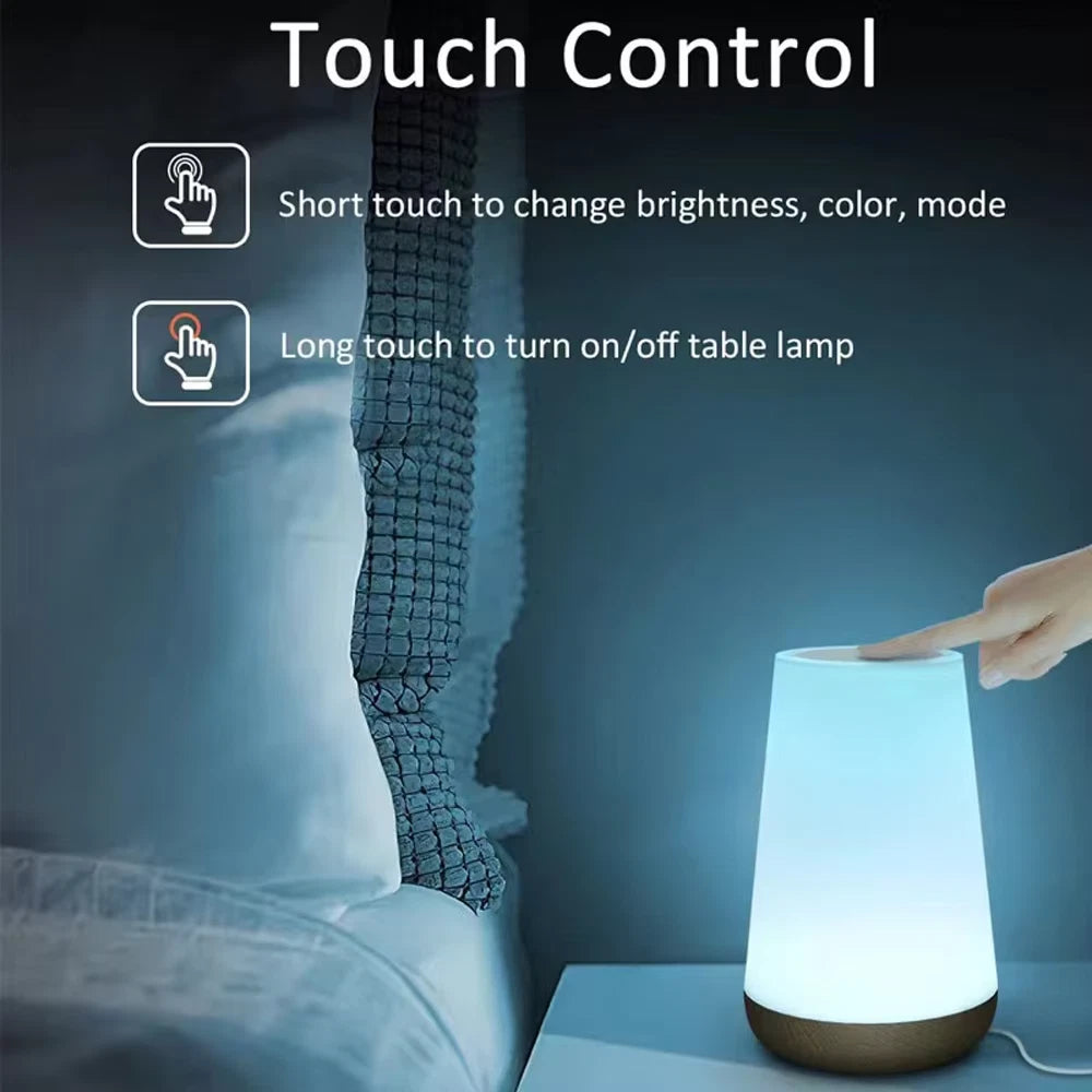 1/5X Rechargeable Night Light Touch Sensor LED Bedside Desk Table Lamp Dimmable