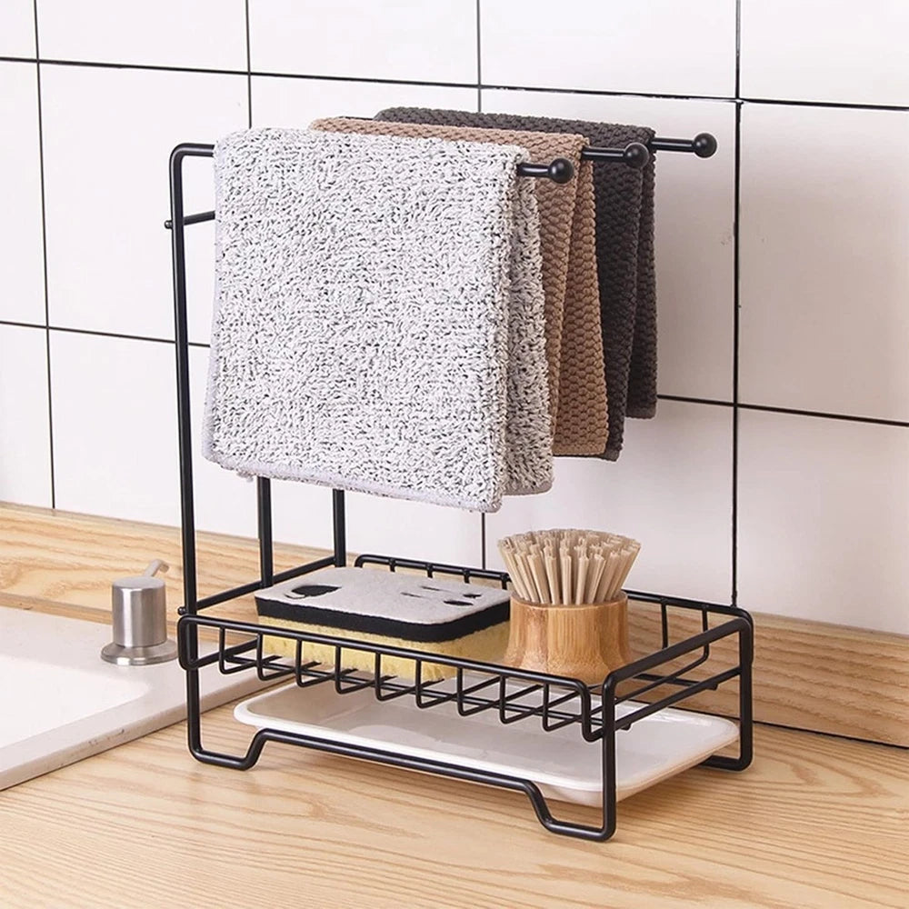 2 TIER KITCHEN SINK DISH DRAINER RACK WITH DRIP TRAY CUTLERY HOLDER PLATE RACK