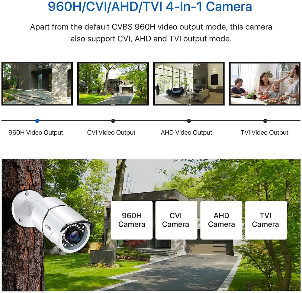 CAMERA 1080P 4-in-1 CCTV Camera Bullet 3000TVL Home Security Night Vision Outdoor