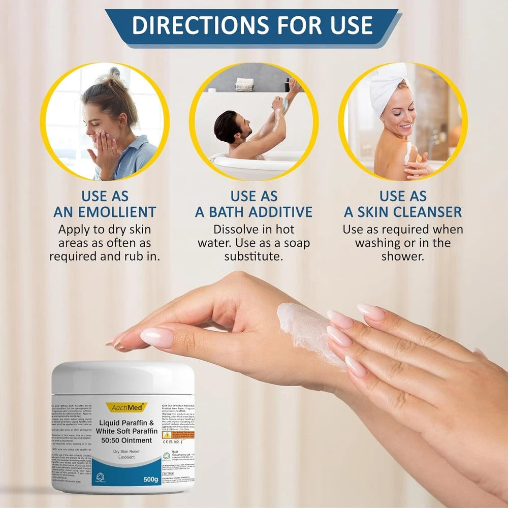 AactiMed Paraffin Ointment with Liquid Paraffin &White Soft Paraffin 50:50 |500g