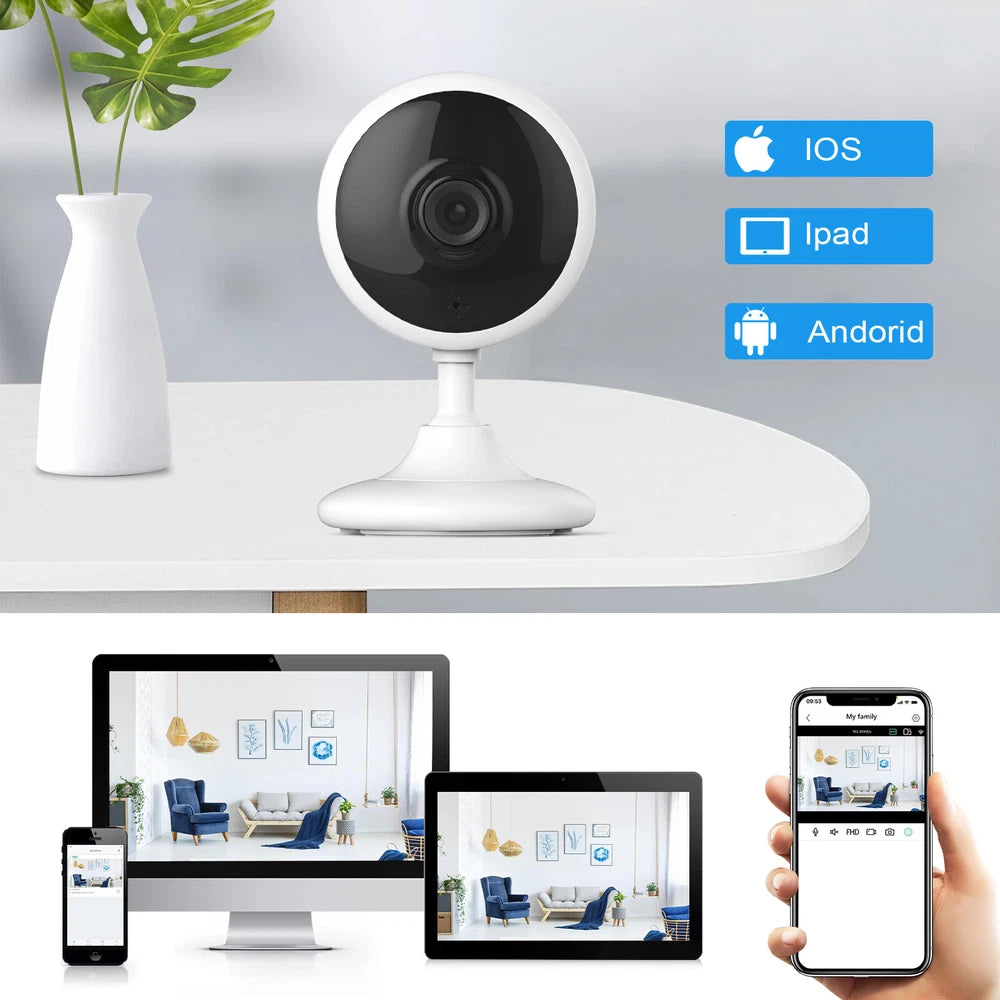 Wifi Security Camera Smart Indoor Pet Dog Cat Cam 2-Way Audio 1080P Night Vision