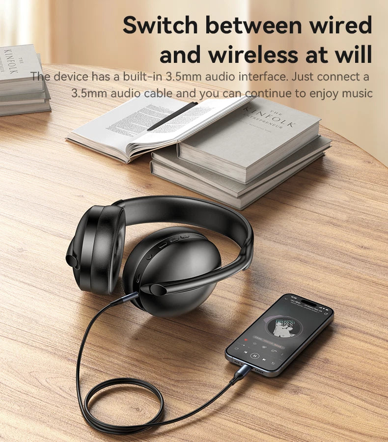 Wireless Bluetooth 5.3 Headphones with Noise Cancelling Over-Ear Earphones 60H