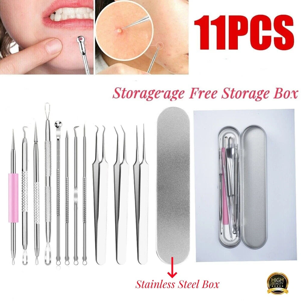 11x Blackhead Remover Tool Kit Spot Acne Pimple Comedone Extractor Comedone Box