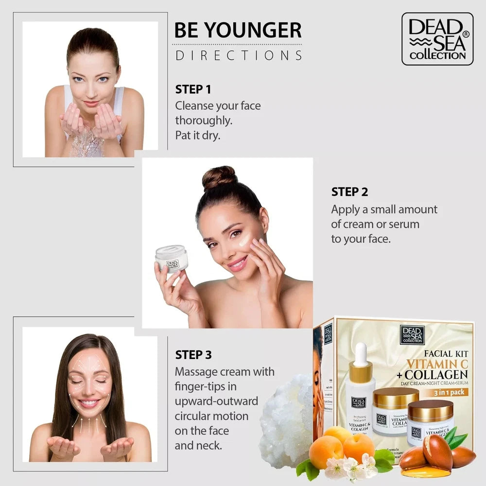 Dead Sea Collection Collagen Vitamin C Anti-aging 3in1 Facial Kit