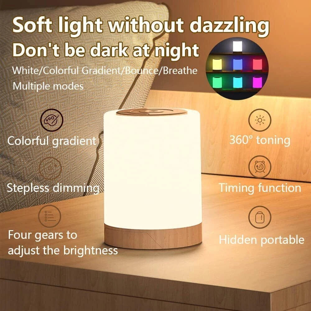 Night Light LED Touch Bedside Table Lamp Multi-Color Dimmable Zlpprfblufltosoahz