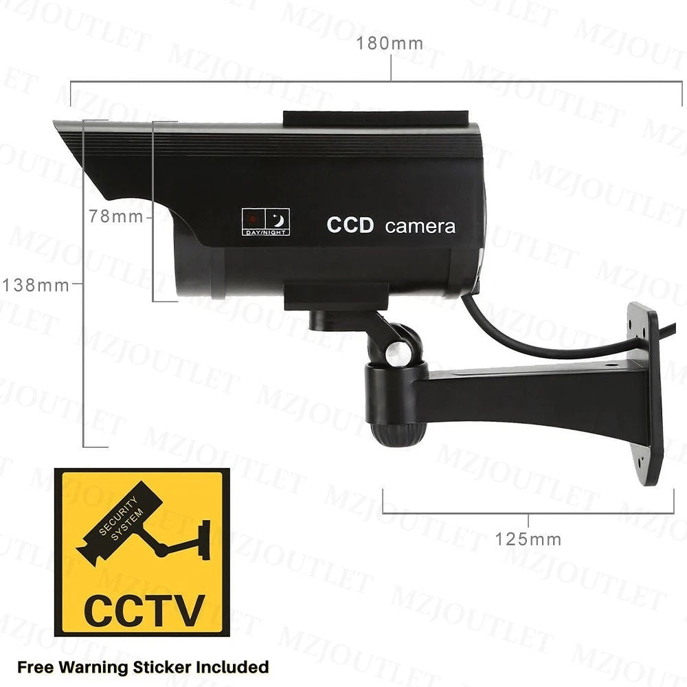 1/2 Dummy Security Camera Solar Powered CCTV Surveillance Bullet Cam Fake IR LED