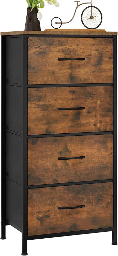 WOLTU Vintage Chest Of Drawers 4 Storage Drawers Steel Frame Bedroom Furniture