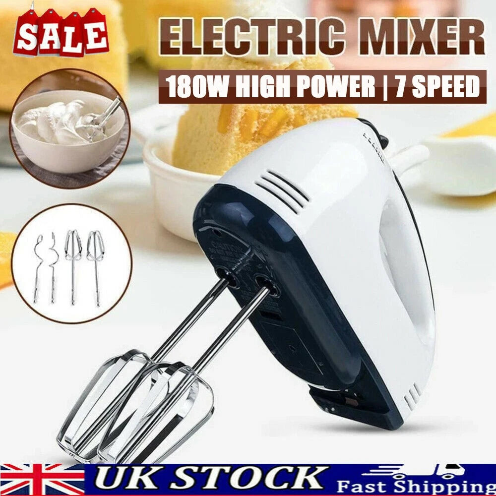 7 Speed Electric Hand Held Mixer Electronic Handheld Whisk Food Blender Cake cz