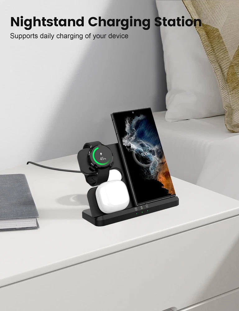 15W 3in1 Wireless Charger Station Charging Dock For Samsung Galaxy Watch 7/6 S24