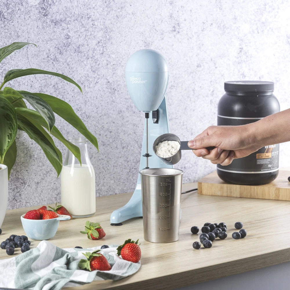 Giles & Posner Milkshake Maker – 2-Speed Drink Mixer with 500ml Steel Cup, 100W