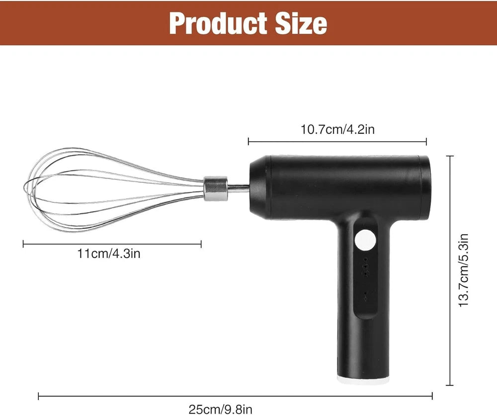 Electric Handheld Whisk Cordless Egg Beater Hand Mixer USB Coffee Food Frother