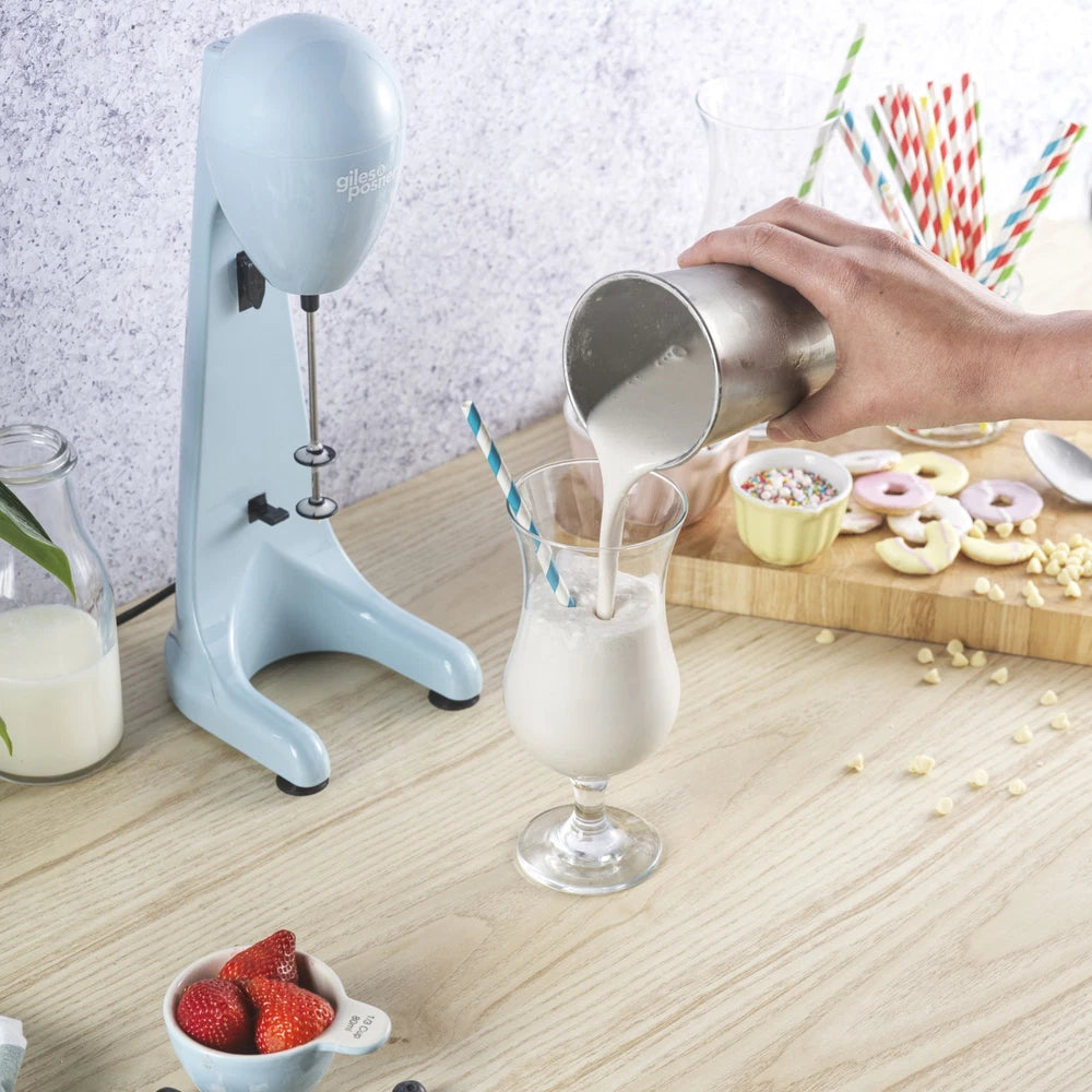 Giles & Posner Milkshake Maker – 2-Speed Drink Mixer with 500ml Steel Cup, 100W